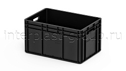 Евроконтейнер открытые ручки/сплошное дно 600х400х320 черный