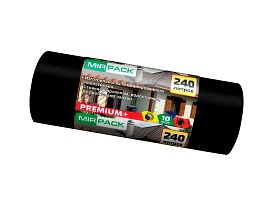 Мешки для мусора 240 л, ароматизированные, черные, в рулоне 10 шт., ПВД 45 мкм, 1300х930 мм, PREMIUM+, 24010830 в Волжском