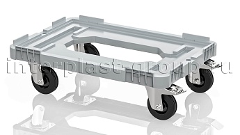 Тележка пластиковая с отверстием 2 колеса с тормозом серая в Волжском