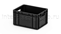 Евроконтейнер открытые ручки/сплошное дно 400х300х220 черный