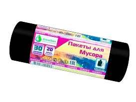 Мешки для мусора 30 л, черные, в рулоне 20 шт., ПНД, 7 мкм, 600х500 мм, MIRPACK Classik, 302040 в Волжском