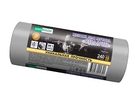 Мешки для мусора 240 л, ароматизированные, серые, в рулоне 10 шт., ПВД 40 мкм, 1500х1100 мм, СИЛАЧИ, sil240111101 в Волжском