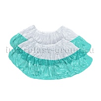 Бахилы бело-бирюзовые 1000 шт (500 пар), 48 мкм, двойная подошва, с одной резинкой, Эконом+ в Волжском Бахилы бело-бирюзовые 1000 шт (500 пар), 48 мкм, двойная подошва, с одной резинкой, Эконом+ в Волжском