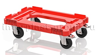 Тележка пластиковая с отверстием 2 колеса с тормозом красная в Волжском