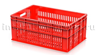 Ящик для молока, мяса, овощей и фруктов большая перфорация дно перфорированное красный в Волжском