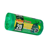 Мешки для мусора 20 л, биоразлагаемые, с ручками, черные, в рулоне 30 шт., ПНД, 10 мкм, 550х440 мм, Крепак, 4607075710047 в Волжском