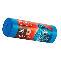 Мешки для мусора 160 л, синие, в рулоне 10 шт., ПВД, 21 мкм, 1200х870 мм, PACLAN Big&Strong, 604075 в Волжском