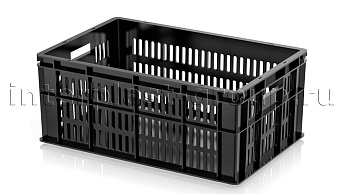Ящик для молока, мяса, овощей и фруктов большая перфорация дно сплошное черный в Волжском