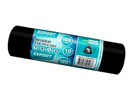 Мешки для мусора 160 л, ароматизированные, черные, в рулоне 10 шт., ПВД, 80 мкм, 1100х930 мм, EXPORT, exp16010142 в Волжском