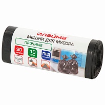 Мешки для мусора 90 л, черные, в рулоне 10 шт., ПВД, 25 мкм, 950х600 мм, LAIMA, 605332 в Волжском
