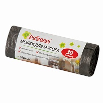 Мешки для мусора 30 л, черные, в рулоне 20 шт., ПНД, 5 мкм, 550х470 мм, Любаша эконом, 605329 в Волжском