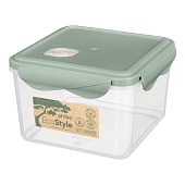 Контейнер для продуктов герметичный с клапаном Eco Style квадратный 1,6 л (зеленый)