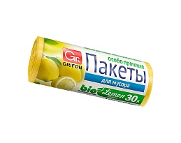 Мешки для мусора 30 л, ароматизированные, Лимон, желтые, в рулоне 20 шт., ПНД, 9 мкм, 560х530 мм, GRIFON Aroma, 101-020 Li в Волжском Мешки для мусора 30 л, ароматизированные, Лимон, желтые, в рулоне 20 шт., ПНД, 9 мкм, 560х530 мм, GRIFON Aroma, 101-020 Li в Волжском