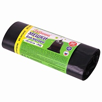 ММешки для мусора 60 л, черные, в рулоне 20 шт., ПНД, 8 мкм, 650х580 мм, Любаша, 608092 в Волжском