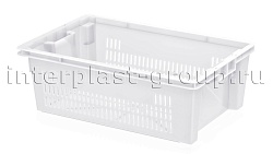 Ящик универсальный для овощей, фруктов и хлеба перфорированные стенки сплошное дно белый