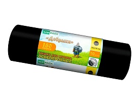 Мешки для мусора 180 л, ароматизированные, черные, в рулоне 10 шт., ПВД, 100 мкм, 1100х930 мм, Добрыня, Dob18010black в Волжском